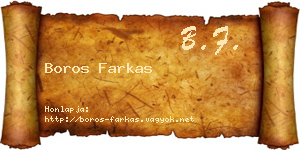 Boros Farkas névjegykártya